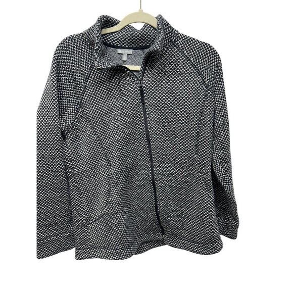 T By Talbots Womens M Black & White Houndstooth Full-Zip Jacket - Picture 1 of 9